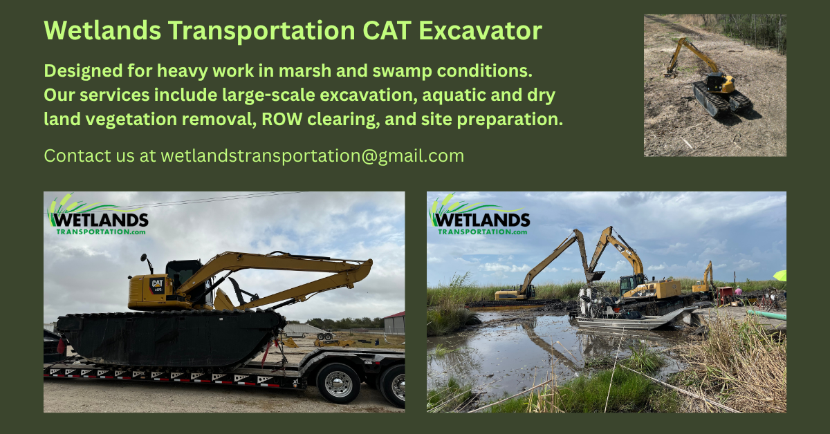 Amphibious CAT Excavator Wetlands Transportation