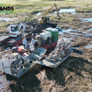 Airboats, Marsh Masters, and excavators in remote marshlands
